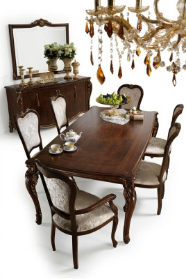 Table de salle à manger classique en bois avec 2 chaises avec accoudoirs, ensemble de salle à manger 3 pièces.