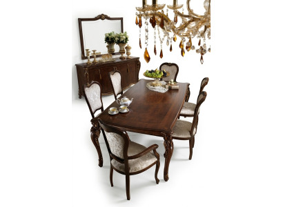 Table de salle à manger classique en bois avec 2 chaises avec accoudoirs, ensemble de salle à manger 3 pièces.