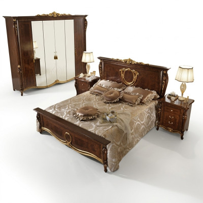 Revêtement de lit Classique Lit double 180x200cm Bois Lits d'hôtel Chambre à coucher nouveau