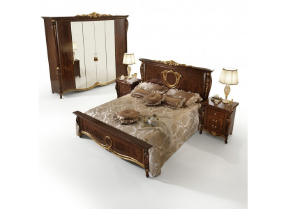 Revêtement de lit Classique Lit double 180x200cm Bois Lits d'hôtel Chambre à coucher nouveau