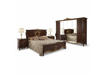 Ensemble de chambre classique avec lit 2x, table de chevet, mobilier de luxe avec lits en bois 3 pièces neuf