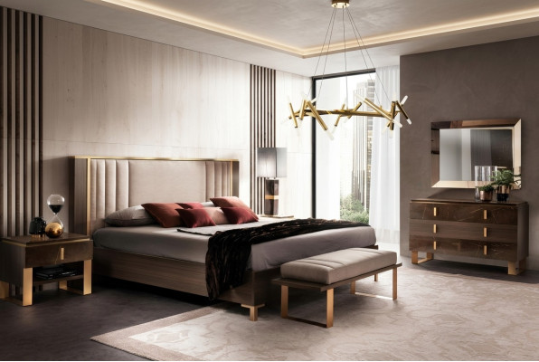 Chambre à coucher design 6 pièces. Ensemble complet Lit Table de chevet Commode Arredoclassic