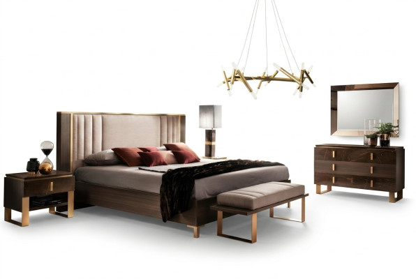 Chambre à coucher design 6 pièces. Ensemble complet Lit Table de chevet Commode Arredoclassic