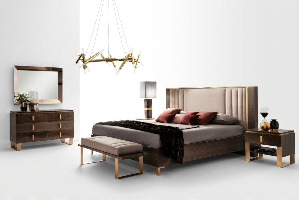 Ensemble de chambre de luxe Lit 2x Table de chevet Design classique R Lits Meubles 3 pièces
