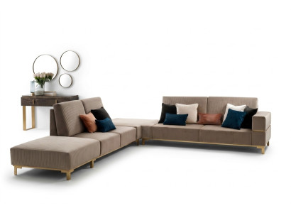 Meubles de luxe Canapé d'angle Canapé en forme de L Design Tissu d'ameublement Canapés en bois Suite