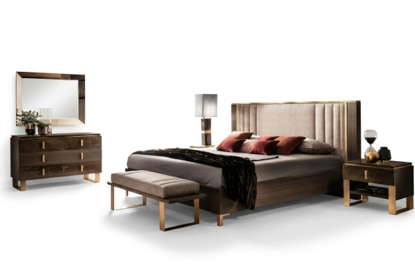 Ensemble de chambre 5 pièces. Mobilier de luxe moderne neuf Lit Table de chevet Commode