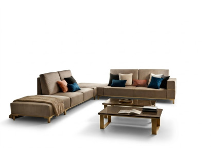 Canapé d'angle Canapé Canapé Canapé en textile Paysage de vie Mobilier de luxe en forme de L Table basse 2 pièces