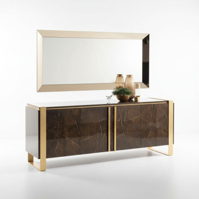 Consoles Table Commode avec Miroir Ensemble de meubles de classe luxueuse Console 2pcs. Bois neuf