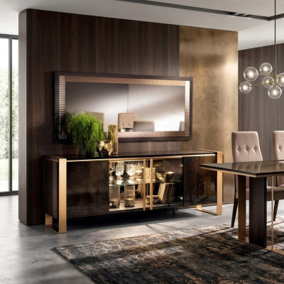 Commode Design Buffet Latéral Petite Armoire Penderie Étagère de Salon Métallique de Luxe