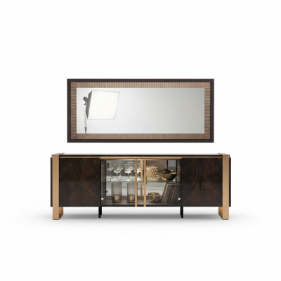 Commode Design Buffet Latéral Petite Armoire Penderie Étagère de Salon Métallique de Luxe