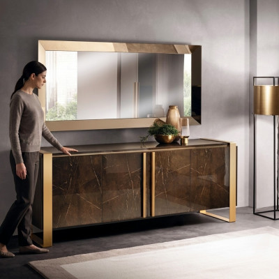 Console élégant en bois, commode à miroirs, penderie 2 pièces. Table console
