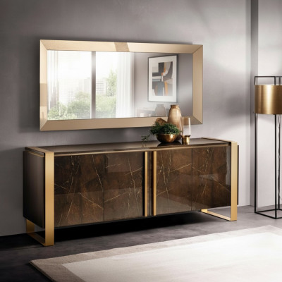 Console élégant en bois, commode à miroirs, penderie 2 pièces. Table console