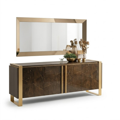 Console élégant en bois, commode à miroirs, penderie 2 pièces. Table console