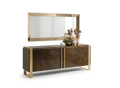 Console élégant en bois, commode à miroirs, penderie 2 pièces. Table console