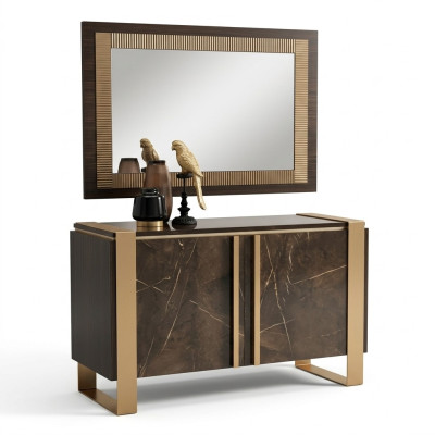 Meubles de style classique r Ensemble de 2 pièces Commode avec miroir Meubles italiens de luxe