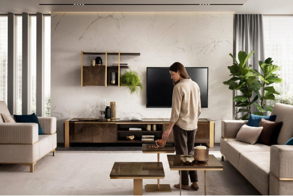 Étagères Unité murale Armoire TV Buffet TV Bahuts vitrines Armoire Salon Étagère arredoclassic