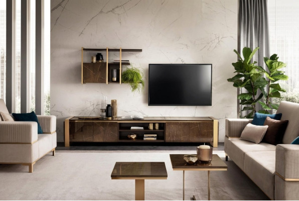 Étagères Unité murale Armoire TV Buffet TV Bahuts vitrines Armoire Salon Étagère arredoclassic