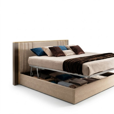 Lit en bois de designer Chambre à coucher Meubles élégants Lits doubles garnis de tissu arredoclassic