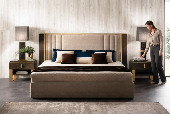 Lit 2x Table de chevet Design Chambre 3 pièces. Ensemble de lits classiques ou de luxe Meubles