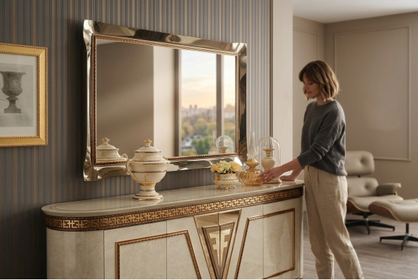 Miroir Miroir mural Miroir de couloir Salle de bain Couloir Décoration murale en bois Baroque