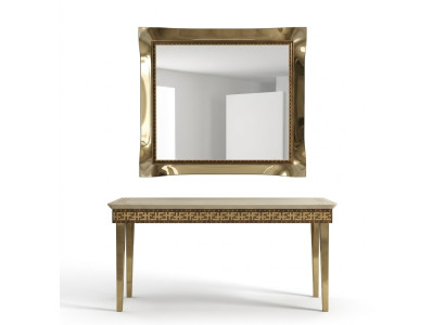 Miroir Miroir mural Baroque Rococo Parquets Salon Salle de bain Bois Verre Design