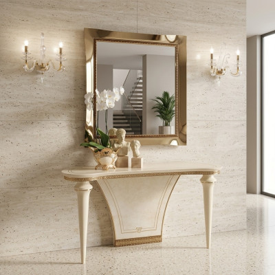 Style de meubles Table console baroque Miroir en bois Italien Ensemble de 2 tables du Groupe