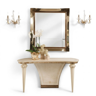 Style de meubles Table console baroque Miroir en bois Italien Ensemble de 2 tables du Groupe