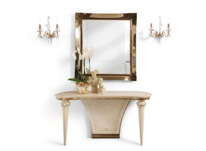 Style de meubles Table console baroque Miroir en bois Italien Ensemble de 2 tables du Groupe
