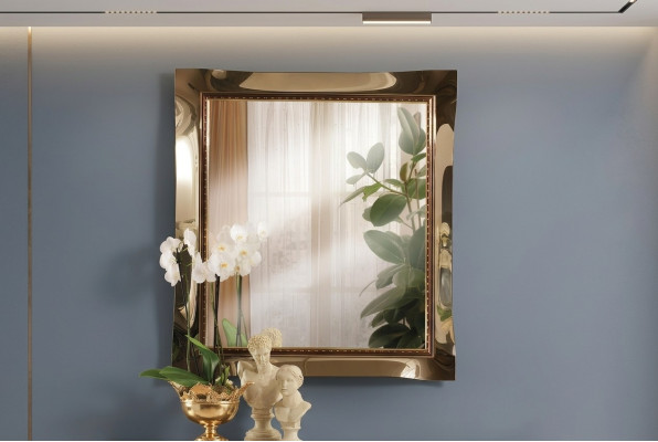 Miroir mural classique Cadre en bois Miroir Meuble Miroir suspendu Cadre en verre Mur