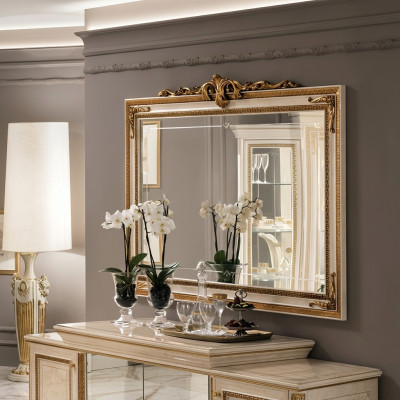 Miroir mural Cadre en bois Miroir doré Miroir suspendu Miroir mural Salon neuf