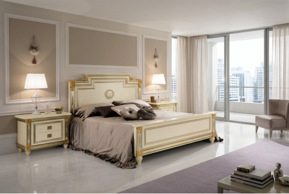 Lit 2x Table de chevet Conception Chambre Classique r 3 pièces. Ensemble de lits de luxe Meubles