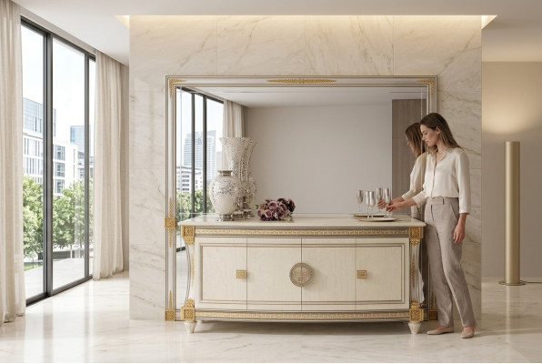 Buffet Sideboard Commode Miroir Véritable artisanat Baroque Rococo arredoclassic