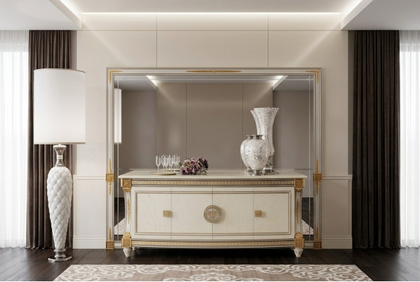 Buffet Sideboard Commode Miroir Véritable artisanat Baroque Rococo arredoclassic