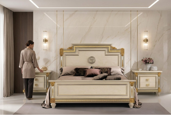 Meubles italiens Lit Lits Lit en bois Bois massif Lit double nouveau arredoclassic