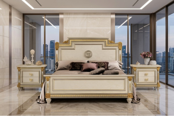 Meubles italiens Lit Lits Lit en bois Bois massif Lit double nouveau arredoclassic