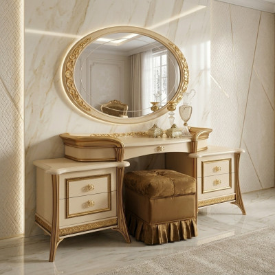 Coiffeuse Miroir Tabouret Commode Ensemble Chambre Complet neuf 3 pièces. Console