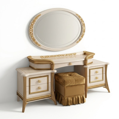 Coiffeuse Miroir Tabouret Commode Ensemble Chambre Complet neuf 3 pièces. Console
