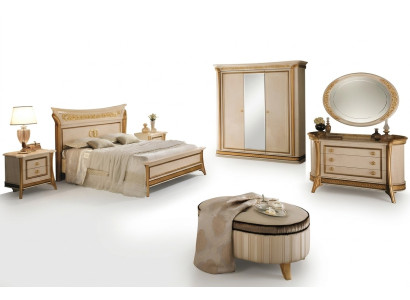 Chambre à coucher Ensemble de lit 2x Table de chevet Commode Tabouret arredoclassic 7 pièces.