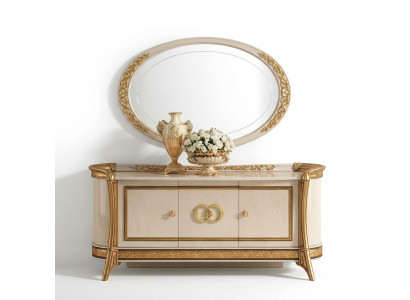 Bahut + Miroir Bahut Chambre Commode Baroque Rococo arredoclassic nouveau