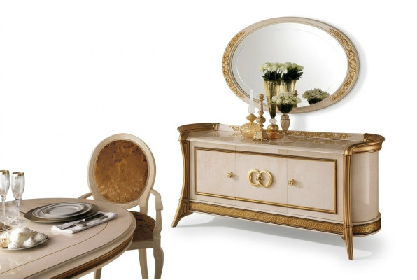 Commode en bois Meubles Baroques avec Miroir Mobilier de Luxe Italien Ensemble de 2 pièces neuf