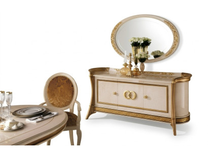 Commode en bois Meubles Baroques avec Miroir Mobilier de Luxe Italien Ensemble de 2 pièces neuf