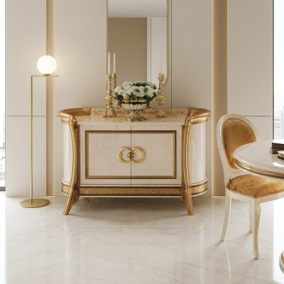 Meubles de style baroque Armoire Commode Beige Luxe Bois Mobilier Italien neuf