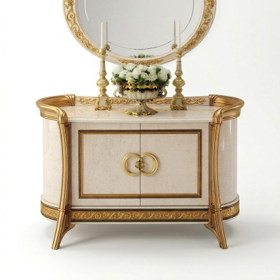 Meubles de style baroque Armoire Commode Beige Luxe Bois Mobilier Italien neuf