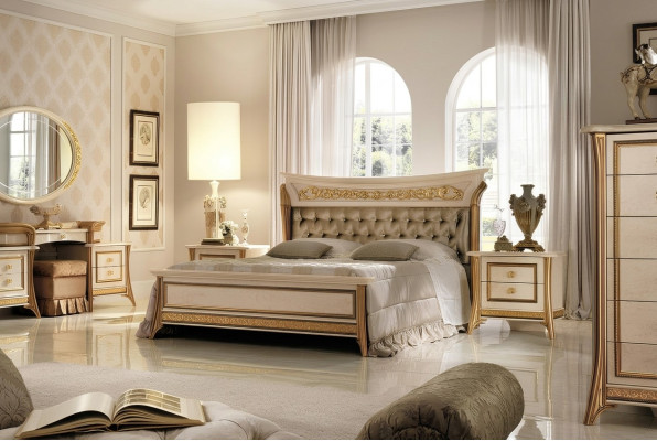 Lit 2x Table de chevet Design Classique r Chambre 3 pièces. Ensemble de lits de luxe Meubles