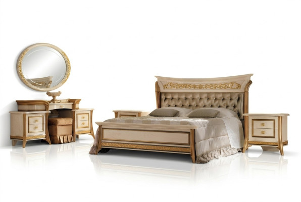 Lit 2x Table de chevet Design Classique r Chambre 3 pièces. Ensemble de lits de luxe Meubles