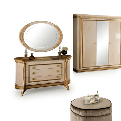 Miroir Commode Armoire Commodes Ensembles Chambre Bois Style Classique 2 pièces.