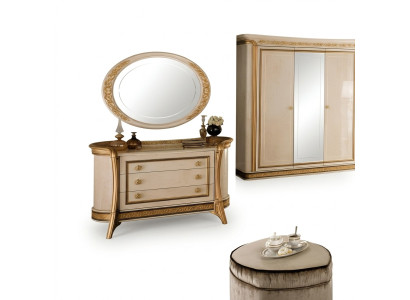 Miroir Commode Armoire Commodes Ensembles Chambre Bois Style Classique 2 pièces.