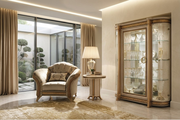 Salon Fauteuil de luxe Hôtel Rembourrage Classique 1 Place Beige arredoclassic