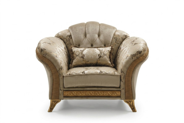 Salon Fauteuil de luxe Hôtel Rembourrage Classique 1 Place Beige arredoclassic