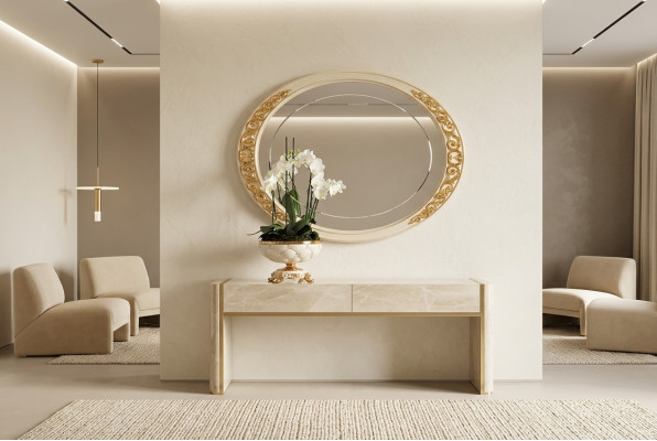 Miroir design Miroir mural Cadre en bois massif Miroir suspendu Meubles de luxe Baroque